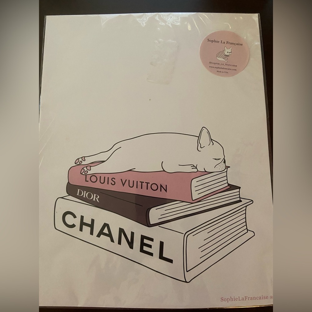 Fashion Frenchie Art Print Chanel Louis Vuitton Dior Sophie La Française 14x11